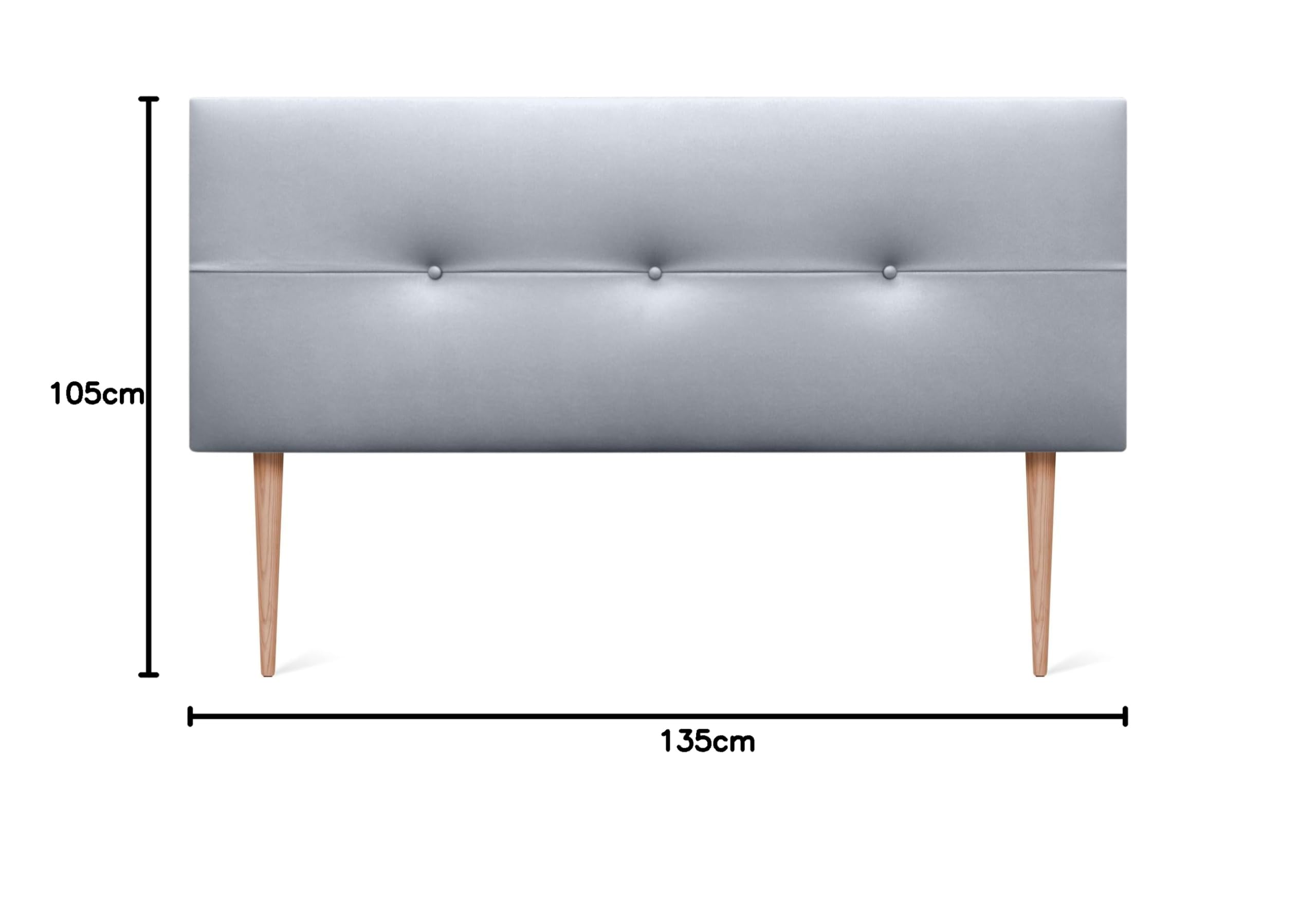 DHOME Cabecero Cabezal tapizado en Polipiel o Tela AQUALINE con Patas cabeceros Cama (Polipiel Plata,135x105cm (Camas 120/135/140))