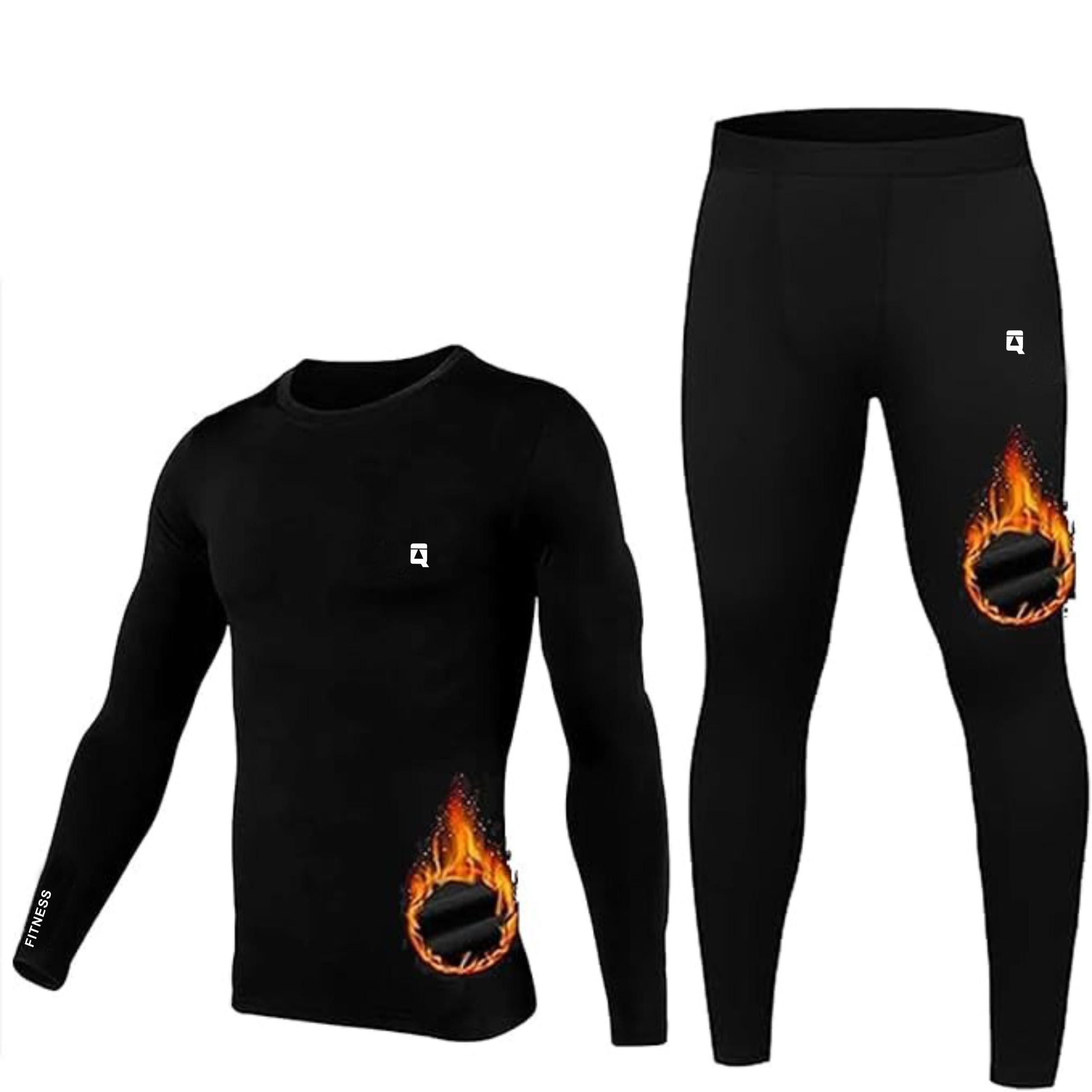 quada Thermal Polyester Spandex Men's Sports Running Set Compression Shirt + Pants Skin-Tight Long Sleeves Quick Dry Fitness Tracksuit Gym Yoga Suits Underwear Set-picture-40