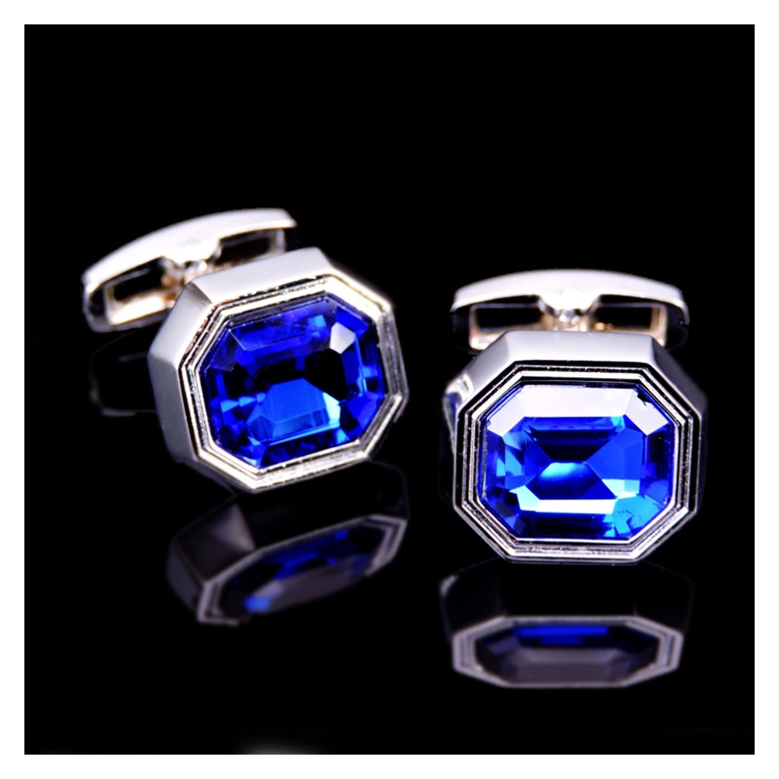 Anzug Manschettenknöpfe Männer Manschettenknöpfe Blauer Kristall Manschettenknopf Hemd Manschetten Anzug Zubehör Hochzeit Schmuck Hemd Manschettenknöpfe (Metal Color : 20)