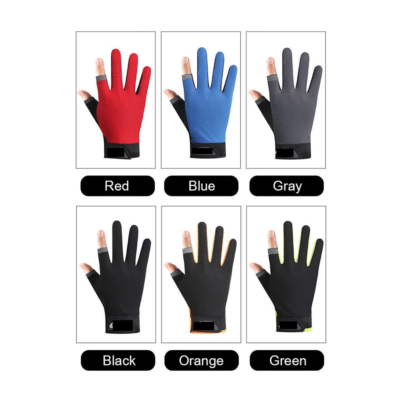 Guantes de Pesca Invierno 2 Dedos Cortados Deporte Ciclismo manopla Hombres Mujeres Transpirable Antideslizante Desgaste al Aire Libre para Pesca