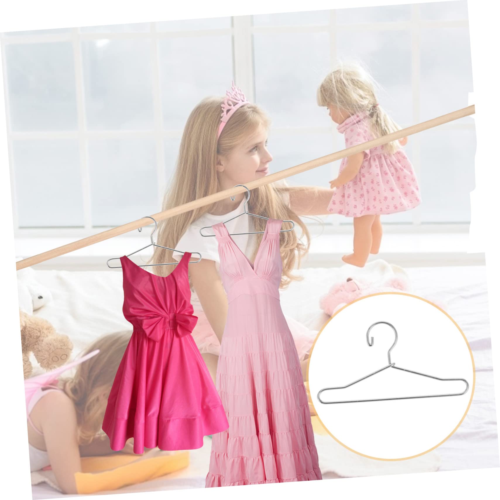 SEWACC Doll Clothing Rack 20 Pcs Mini Hangers for Metal Doll Clothes Hangers Organize Boys and Girls' Toy Room Easy to Use