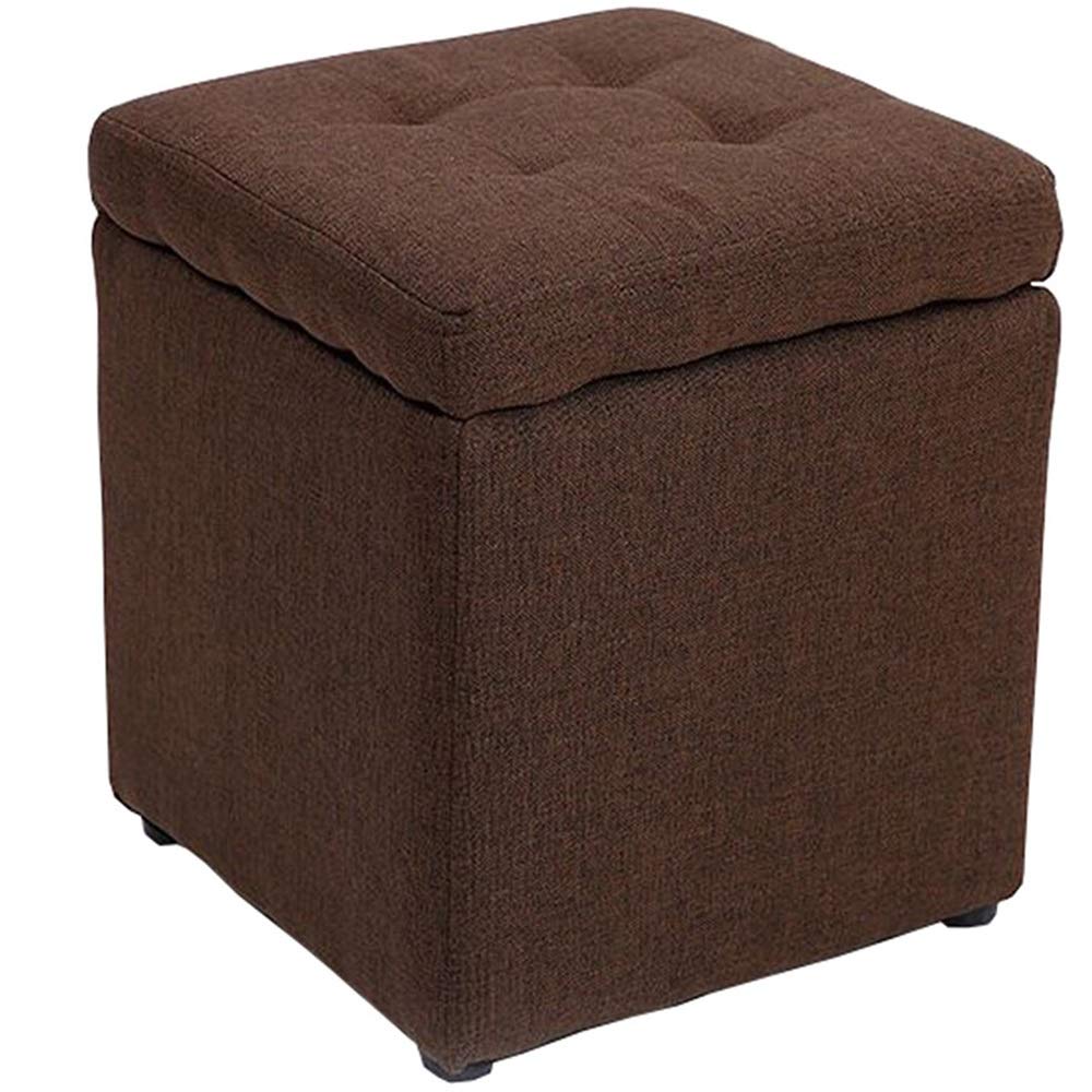 Pouf repose-pieds marron en lin pour optimiser l'espace de l'entrée
