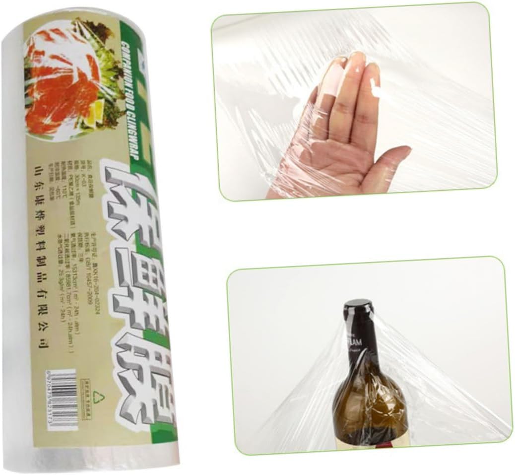 Angoily Food Cling Film 1 Roll 30cm X 3000e Disposable Food Plastic Wrap Household Fresh Keeping Packaging Film for Fruit Vegetable Storage and Kitchen Use