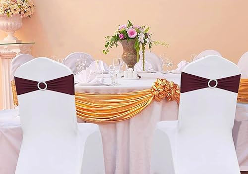 Miniatura 6 de MDS - Paquete de 100 bandas de elastano para sillas con hebilla deslizante, bandas elásticas de ajuste universal para fiestas de Navidad, Acción de