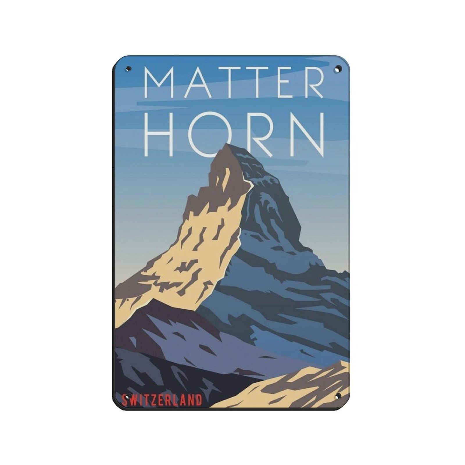 Matterhorn Travel Poster, Alps Poster Tin Sign Vintage Metal Pub Club Cafe Bar Home Wall Art Decoration Poster Retro 8x12inch(20x30cm)