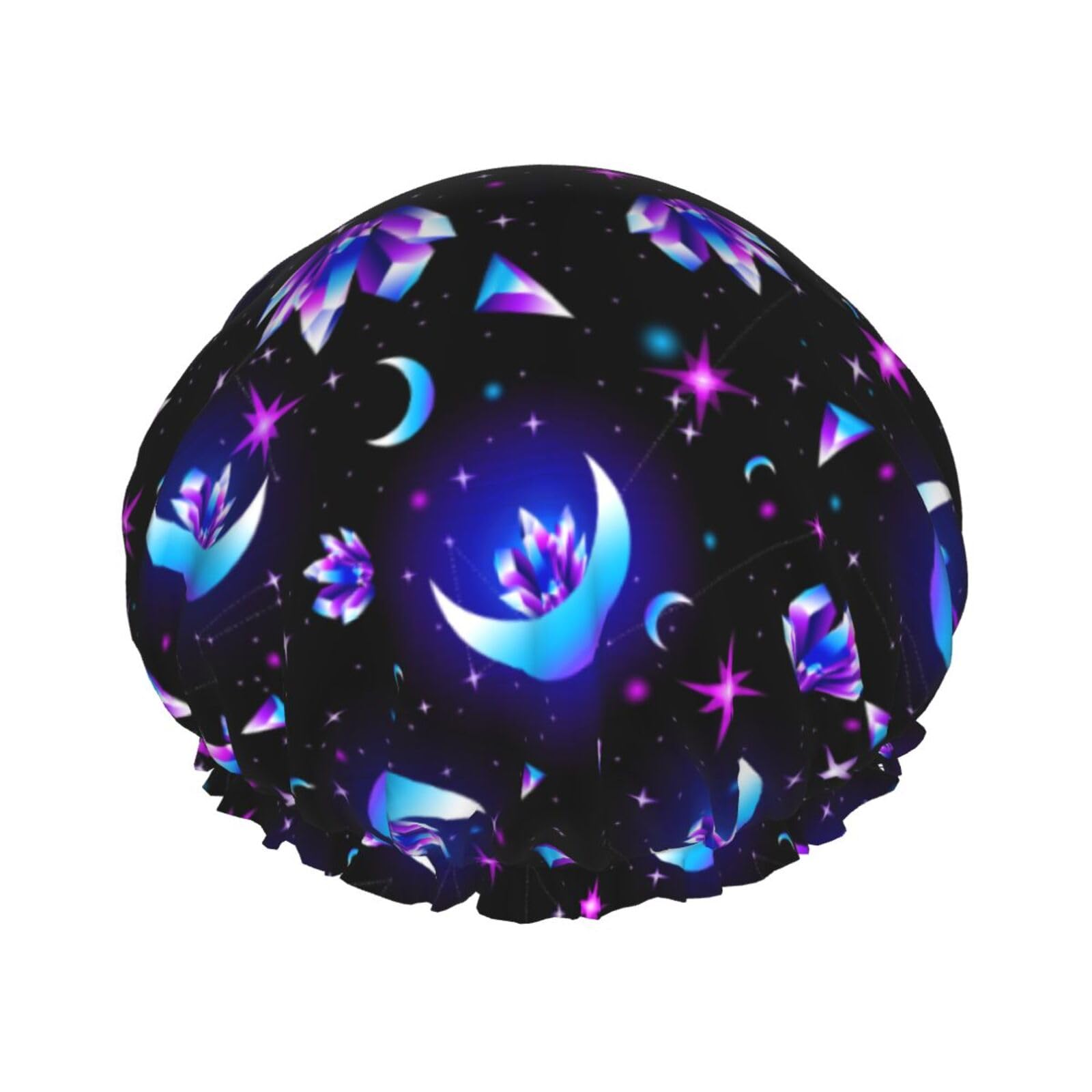 Bonnet de douche de luxe en satin étanche pour cheveux longs au motif gothique chic