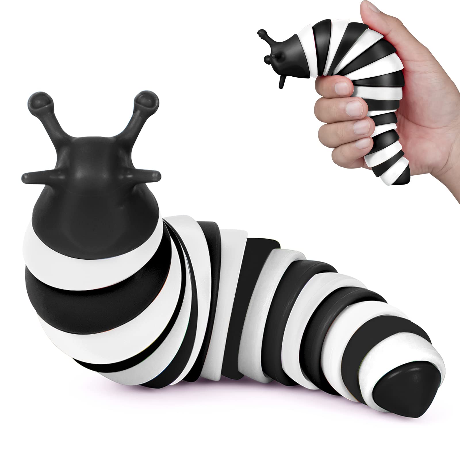IFiwin Fidget Slug, Sensory Slug Toys for Autistic Children and Adults, 7.5" Articulated Sticky Stretch Slug Sensory Fidget Toys,Anxiety Relief Slugapillar for Birthday Gifts,Relaxing