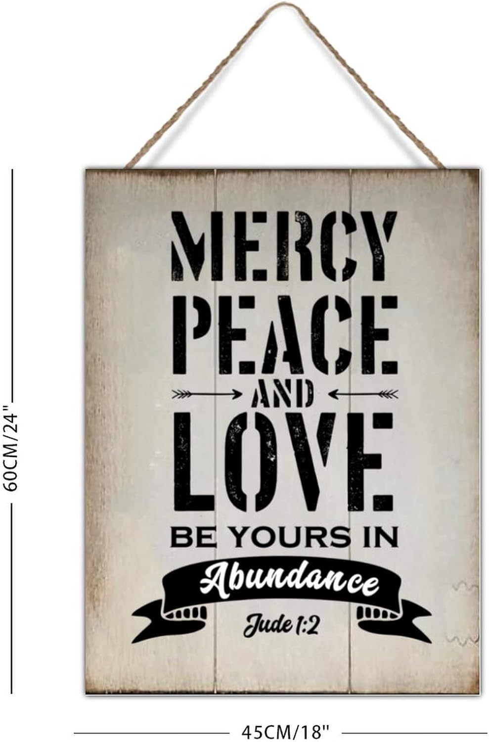 Wood Sign with Quotes Mercy Peace and Love Be Yours in Abundance Wood Wall Plaques Inspirational Saying Bible Wall Art Decor Sign Vintage Hanging Sign 18x24in Housewarminmg Gift