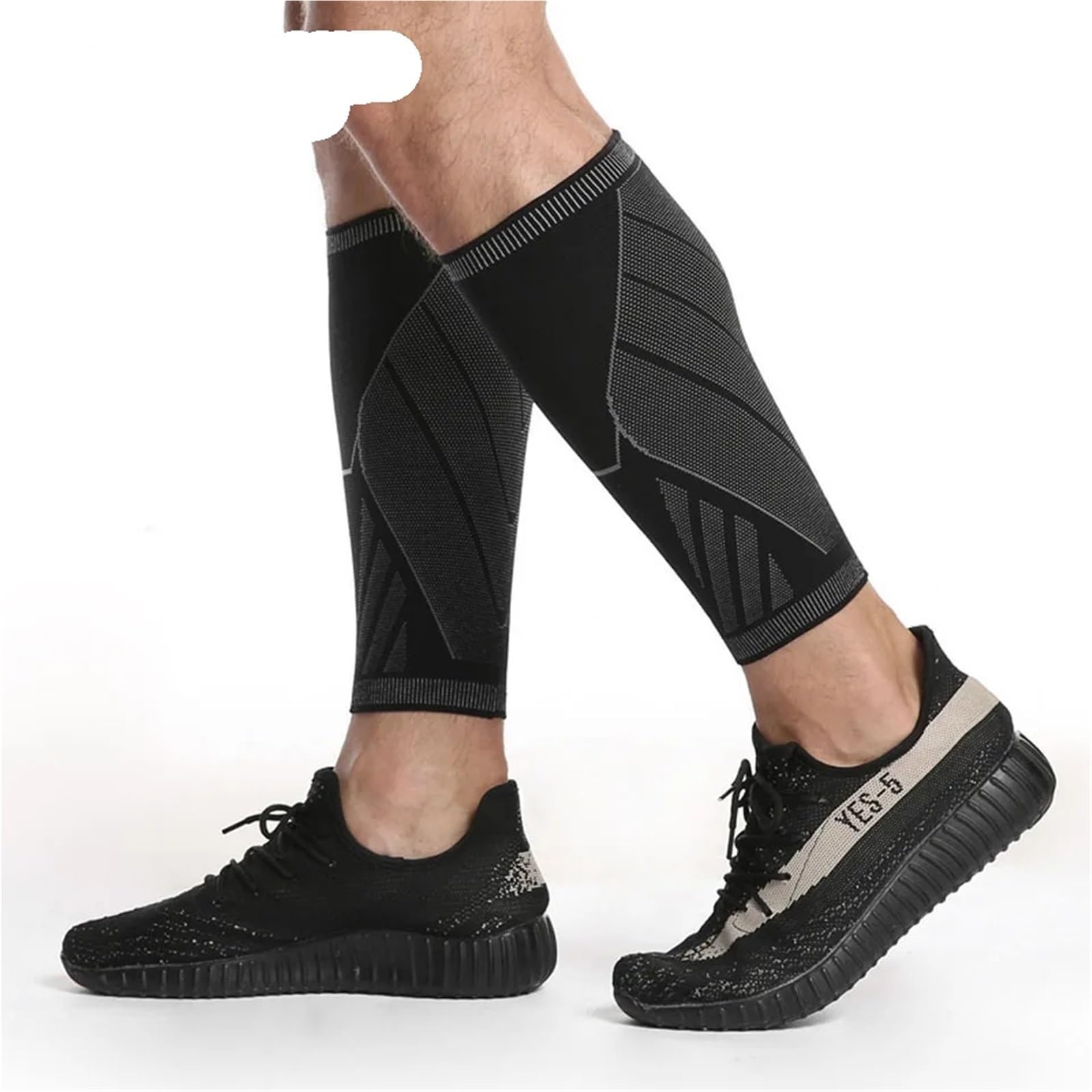 Mangas de compresión for pantorrillas for Hombres y Mujeres. Calcetines de compresión for piernas. Adecuadas para Fitness, Ejercicio y Bipedestación(1 Pair Black,M)