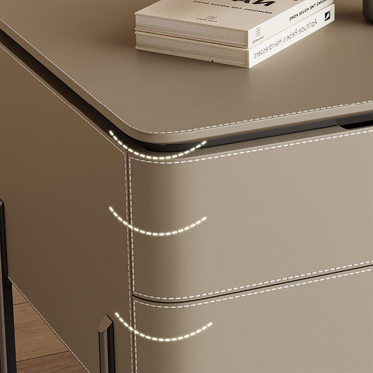 Table de Chevet Moderne avec 2 tiroirs Table d'appoint en Cuir