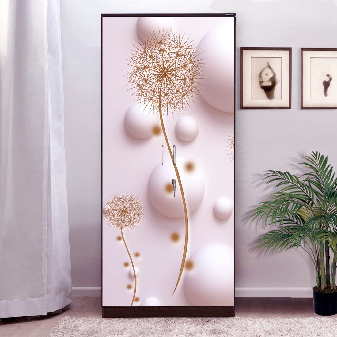 Bnezz Self Adhesive Almirah Stickers Extra Large Size (99x219) Cm Wall Stickers for Wardrobe Stickers for Bedroom | Wallpaper for Walls & Door Sticker | Almera Sticker (BubblyPinkAlmira)