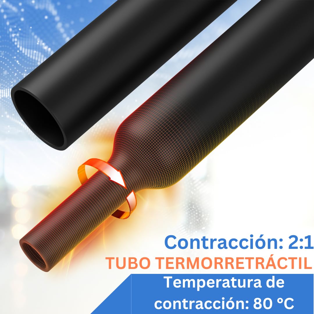 Gocableties - Mini Carrete termoretractil Negro - 9,5 mm x 7 m - Contracción 2:1 - Tubo termoretractil Impermeable para Aislamiento de Cables, Marcado, agrupación de Cables y Reparaciones - 4