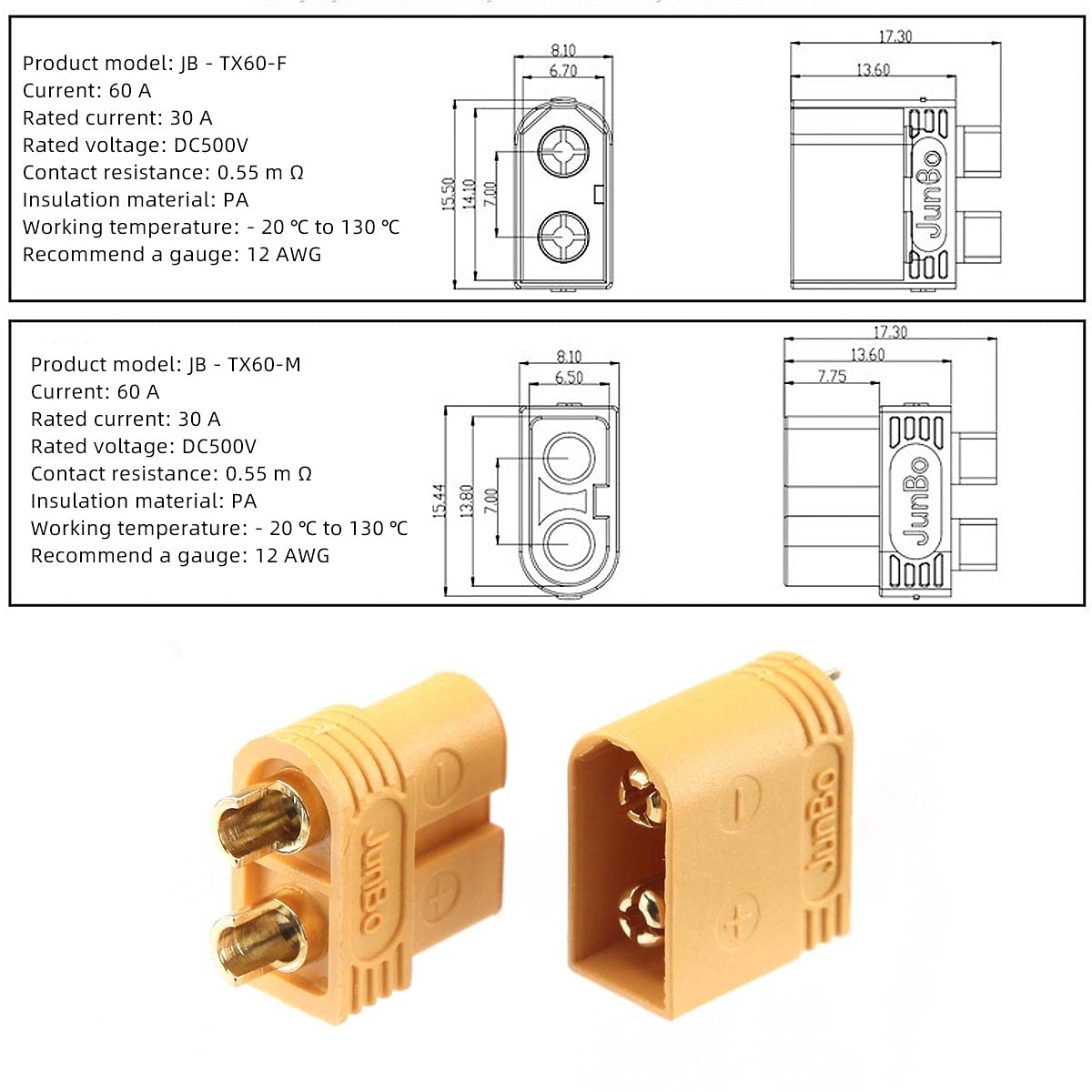 Xiatiaosann XT60 Vers XT90 Mâle Femelle Adaptateur Connecteur Pour RC LiPo Chargeur