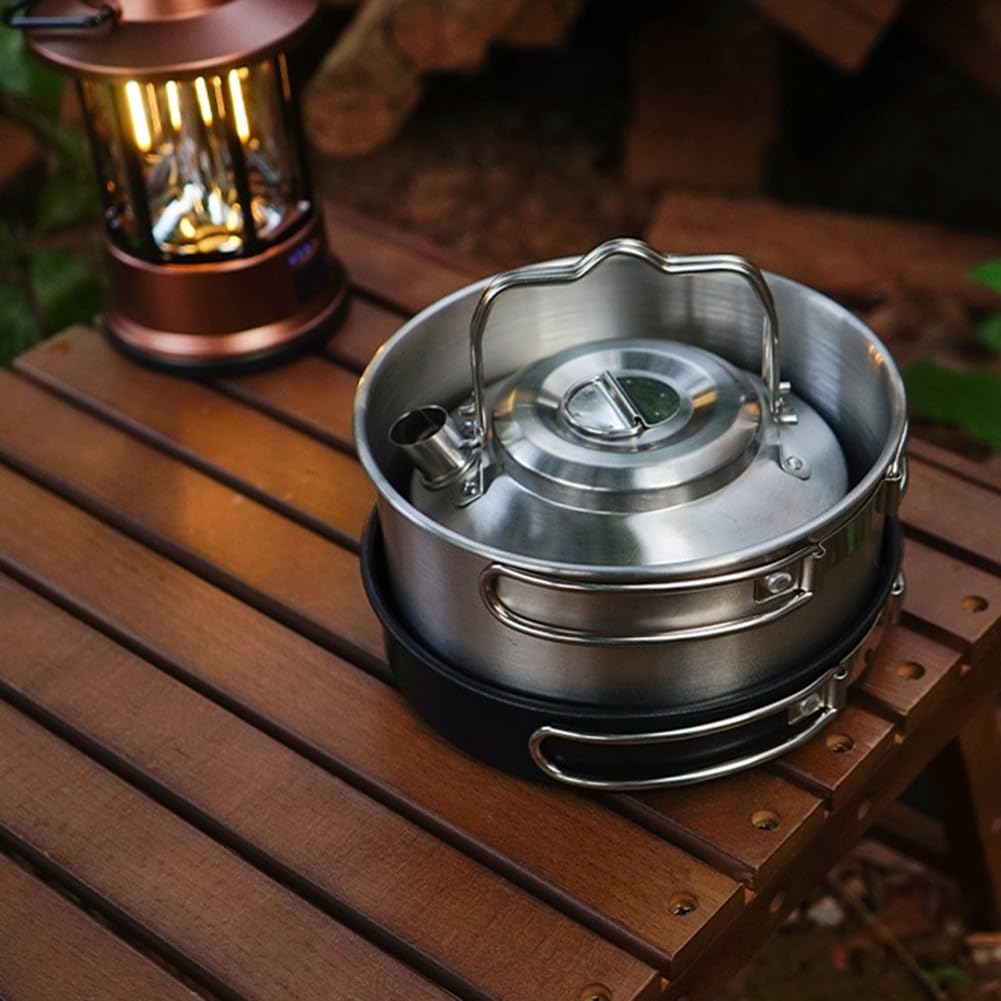 Bouilloire De Camping 1L - Inoxydable Légère - Pour Randonnée Et Trekking