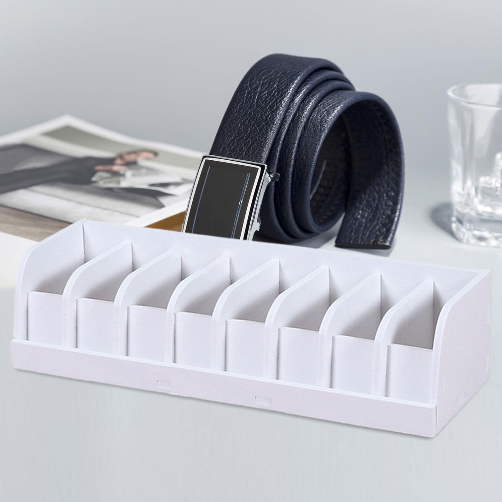 Qianly Belt Organizer Belt Holder Modern Belt Storage Box 8 Compartments Storage Display Belt Display Box for Shop Drawer Supplies