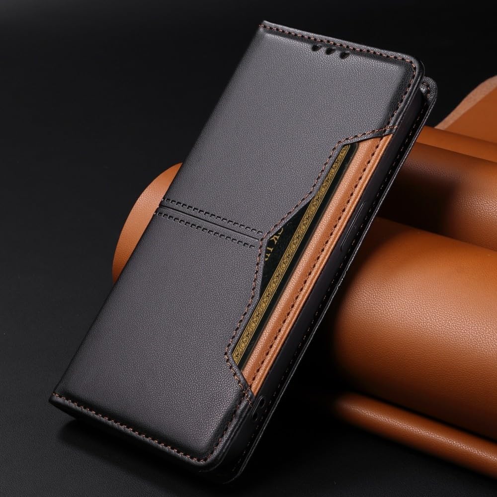 Generic Custodia compatibile con iPhone 14 Plus (colore: nero) Custodia a portafoglio in pelle per carte di credito elegante