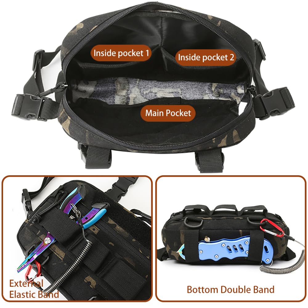 Kaxich Sac de Poitrine Tactique Homme Tactique Chest Rig Sacoche Sac de Torse Utilitaire Pochette Pectorale Tactique pour Talkie Walkie Téléphone
