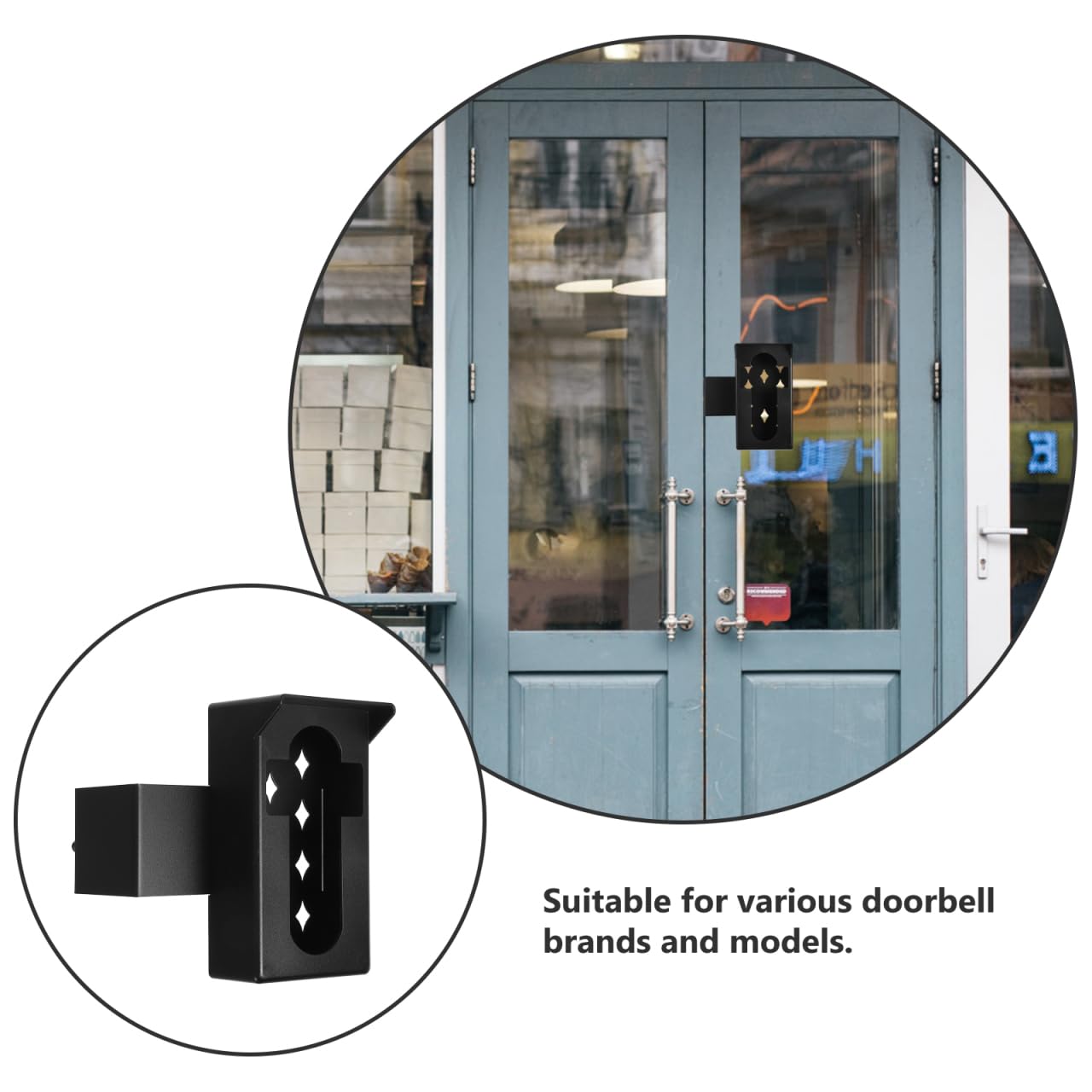 Angoily Soporte Antirrobo Sin Taladro para Timbre De Puerta con Capota Protectora Resistente a La Intemperie Compatible con Videoporteros Y Timbres Parpadeantes 5.90X3.26X2.48In