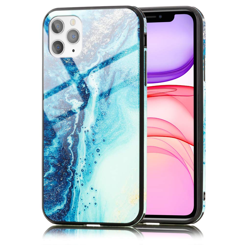 NALIA Custodia Rigida Per IPhone XR Con Vetro Temperato 9H – Design Marmo Turchese E Oro - 2