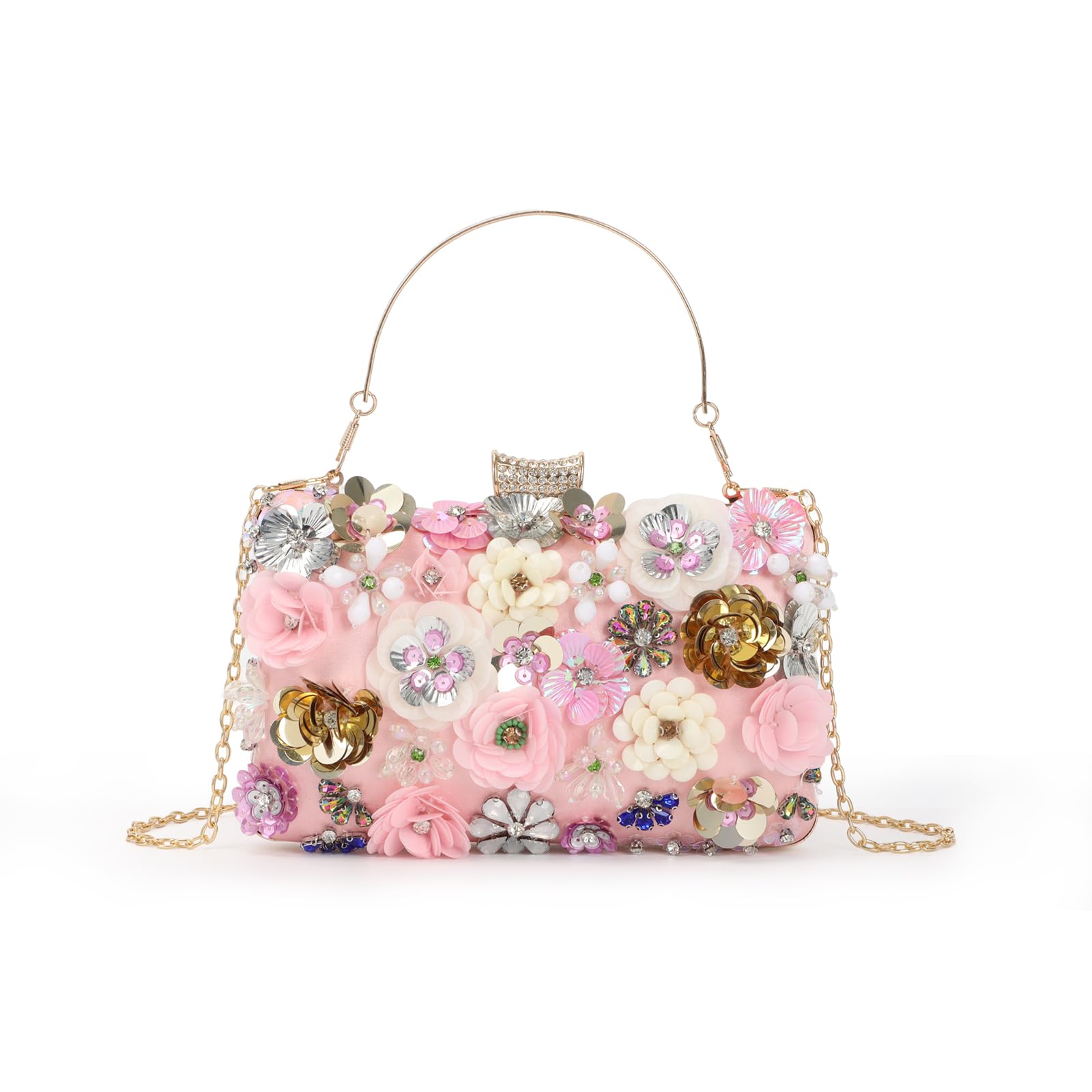 LanpetWomen Clutches Flower Evening Handbag Chain Strap Shoulder Bag