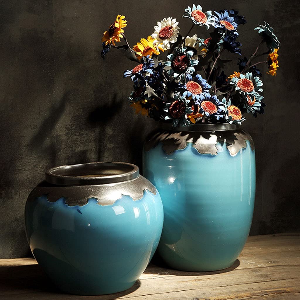 Vaso Vaso in ceramica in stile cinese Decorazione Soggiorno Composizione floreale Grande vaso da fiori dal pavimento al soffitto Arredamento for la casa nordico moderno semplice Vaso In Ceramica(A)