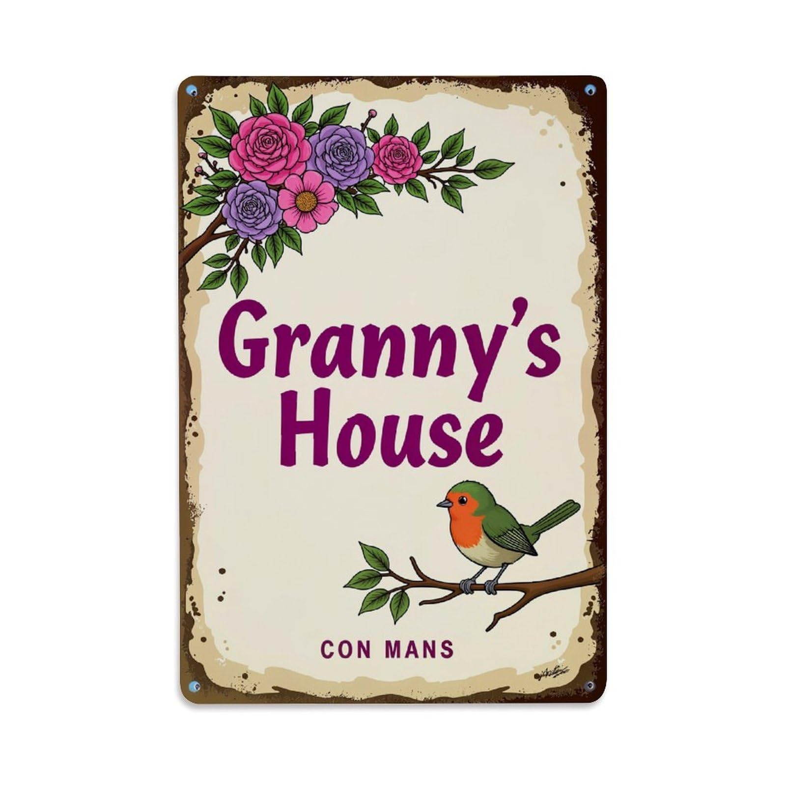 Floral Bird Branch Roses Text Retro Metal Tin Sign, Vintage Decor Art Poster for Bar, Home, Man Cave, Kitchen, Laundry Room Gift 8x12Inch
