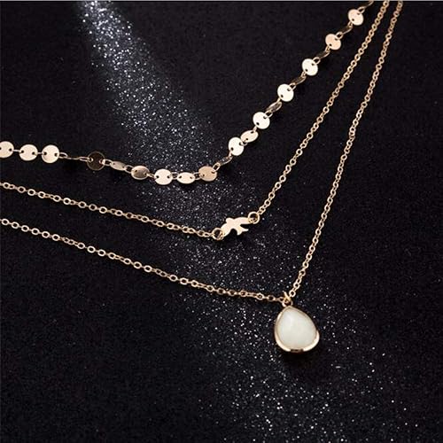 Miniatura 4 de Gargantilla bohemia en capas, gargantilla de disco, collar de paloma, collar de piedras preciosas, collar con dije de gema de paloma, collar