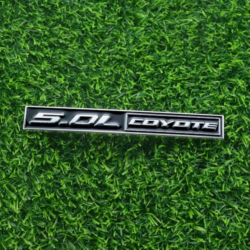 Image of 2 Pcs 5.0L Coyote Emblems 3D Badge V8 Decal Engine Trunk Sticker Nameplate Letter Fit for Mustang & 150 (Black)