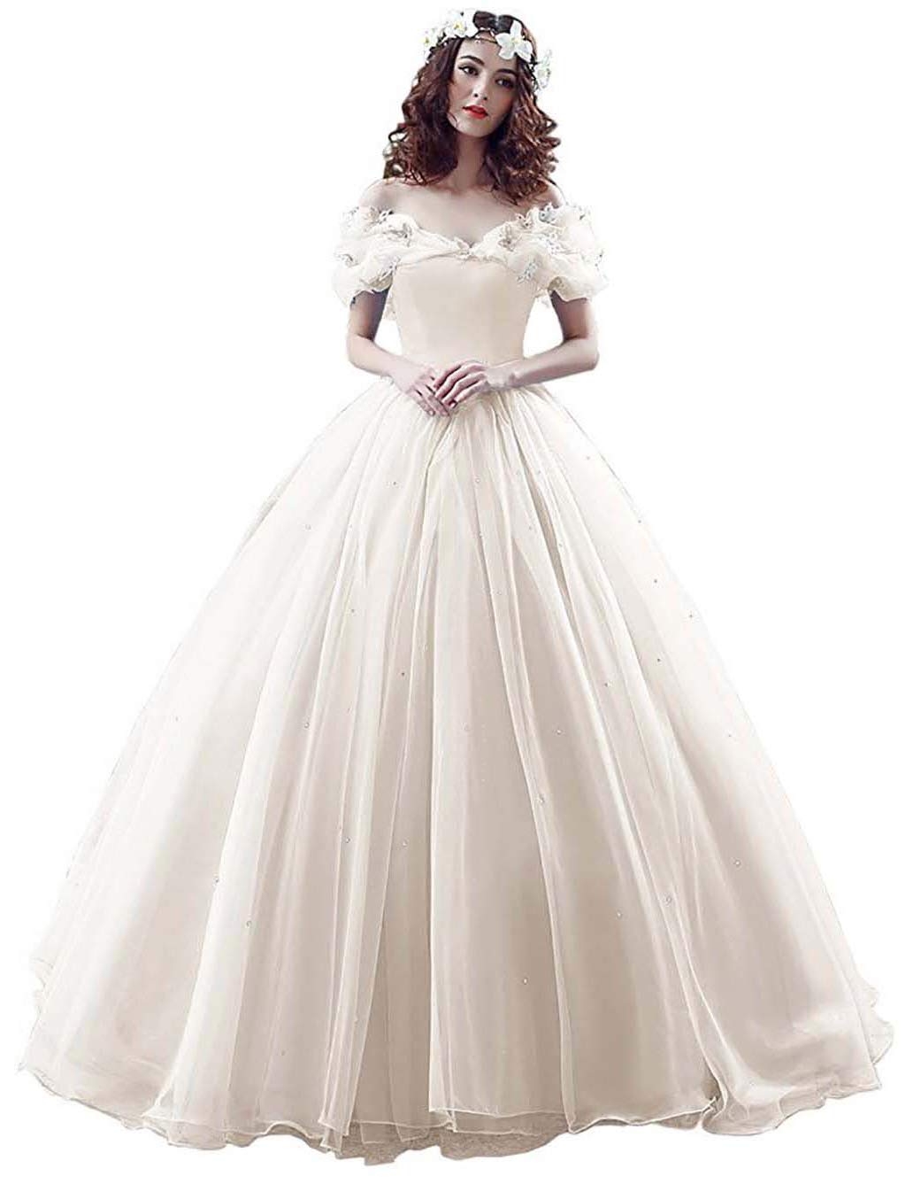 yinyyinhs Tulle Ball Gown Cinderella's Off Shoulder Quinceanera Dress Wedding Dresses Evening Formal Gown