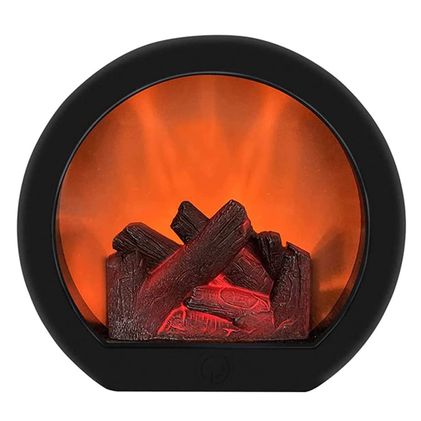 Shanrrow Black Fireplace Lantern Battery Operated Operated Tabletop Fireplace Lantern, Portable Free Standing Space Heater With 3D Flame Effect For Indoor & Outdoor Use