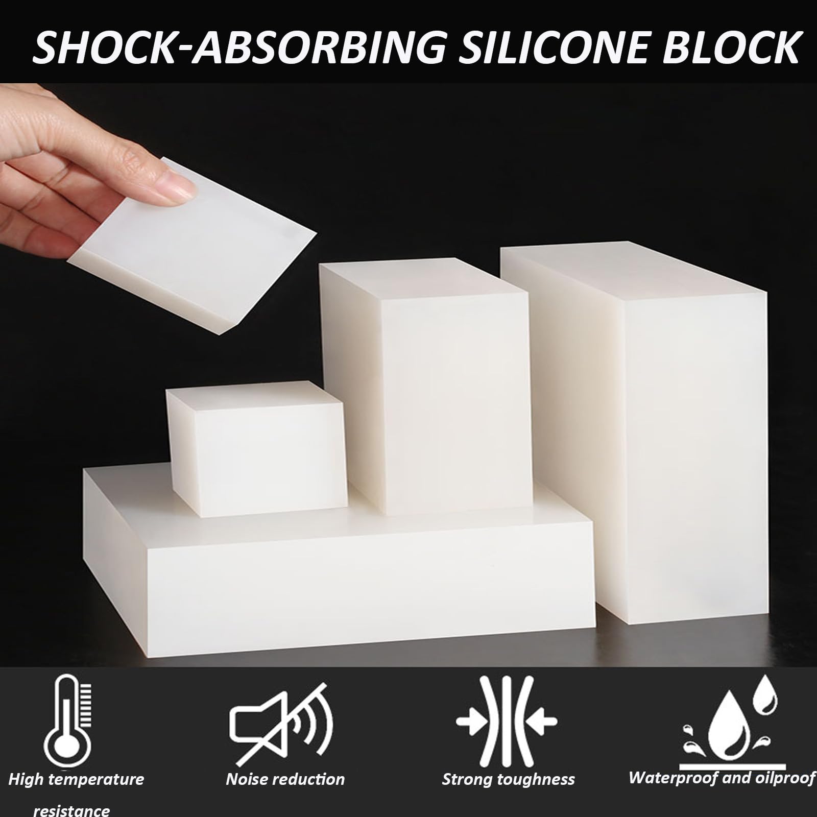 Almohadillas de Silicona Blancas (Paquete de 2), 120 mm x 120 mm, Grosor de 12 mm a 50 mm, Antideslizantes y amortiguadoras, for Muebles, maquinaria y electrónica, 30 mm.(30mm)