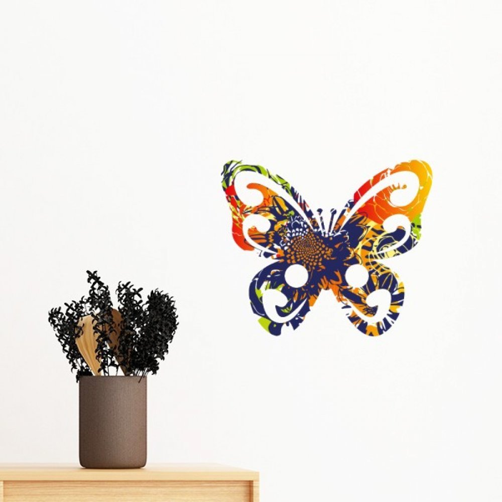 Sticker mural amovible papillons graffiti 40cm repositionnable sans traces