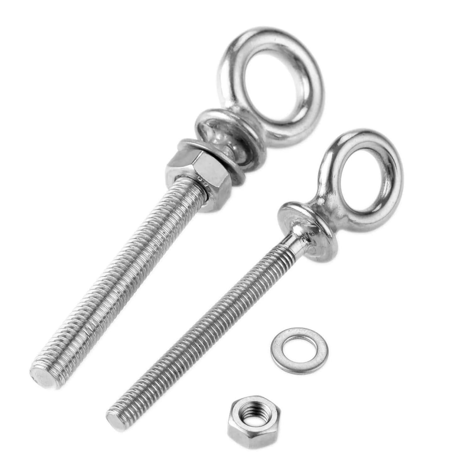 Stainless Steel Eye Bolt,Long Eye Bolts Hinge,1 Pc Marine Grade 316 Stainless Steel Long Lifting Eyebolts with Nuts Washers Set Boats Screw(M6 X 60)