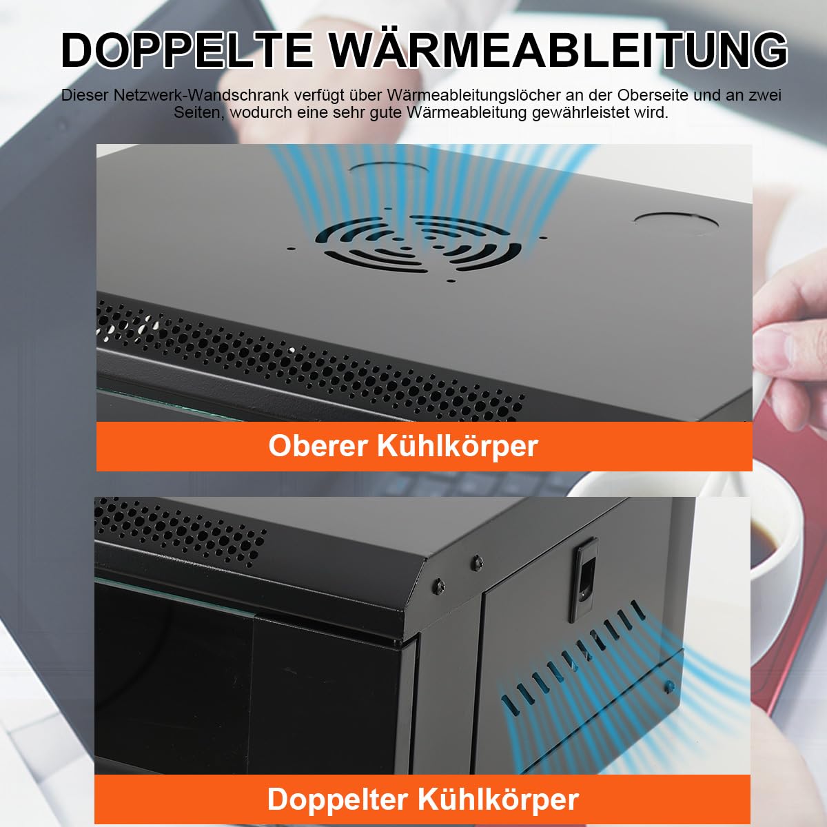 Servergehäuse 4HE Wandmontage Serverschrank IT Netzwerk Rack mit Schloss Tür & 2 Schlüssel,Wandmontierter Rack Gehäuse 550×400×210mm