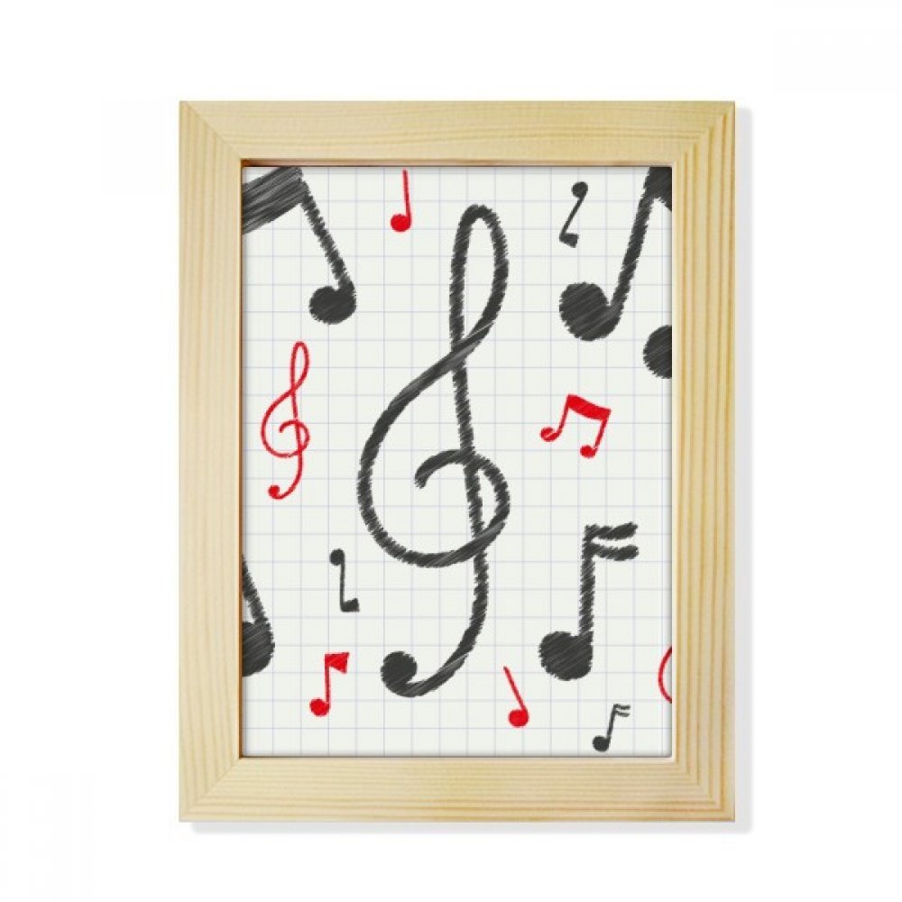 Cadre photo en bois 6x8 pouces au motif de notation musicale multicolore pour bureau