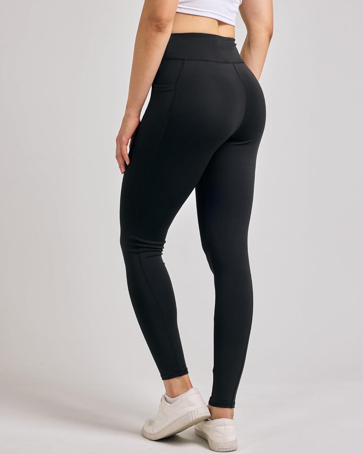 Real Essentials 4-Pack: Women's Full Length Fitted Athletic Yoga Performance Leggings with Pockets (Available in Plus Size) - Image 4