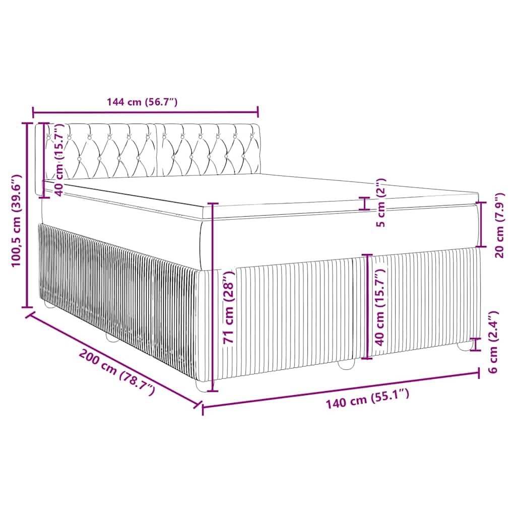 vidaXL Boxspringbett mit Matratze Dunkelgrau 140x200 cm Stoff
