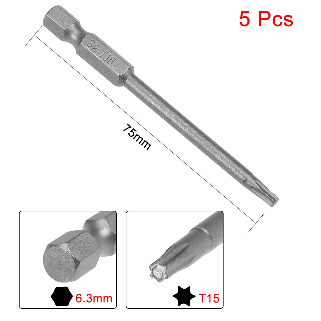 5x Torx T15 Sicherheits-Bits – 1/4 Zoll Sechskantschaft, 150 Mm, Magnetisch, Aus S2-Stahl