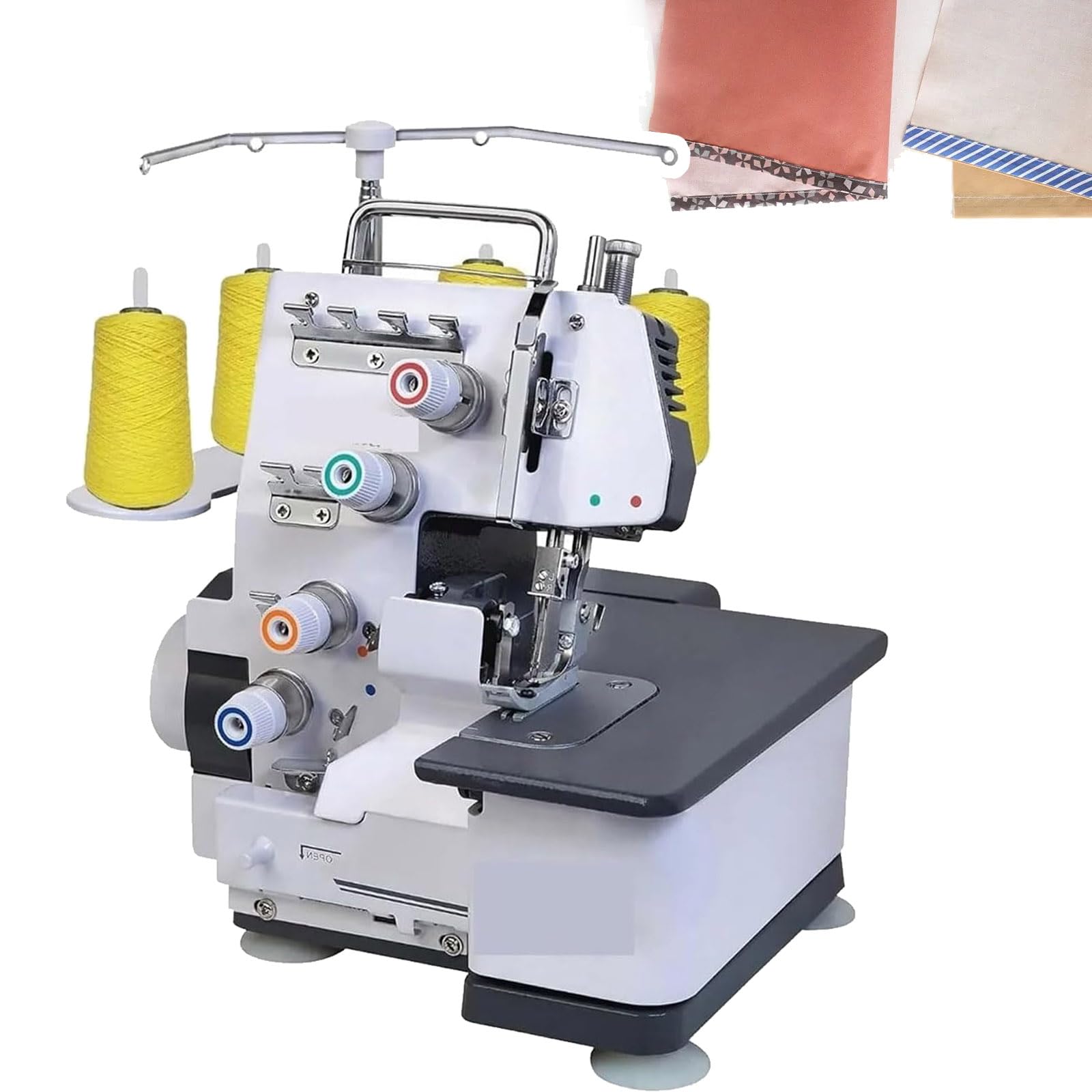 Máquina De Coser Overlock Semiindustrial con Estructura Metálica Reforzada, Capacidad para 3 O 4 Hilos, para Un Acabado De Costuras Profesional.