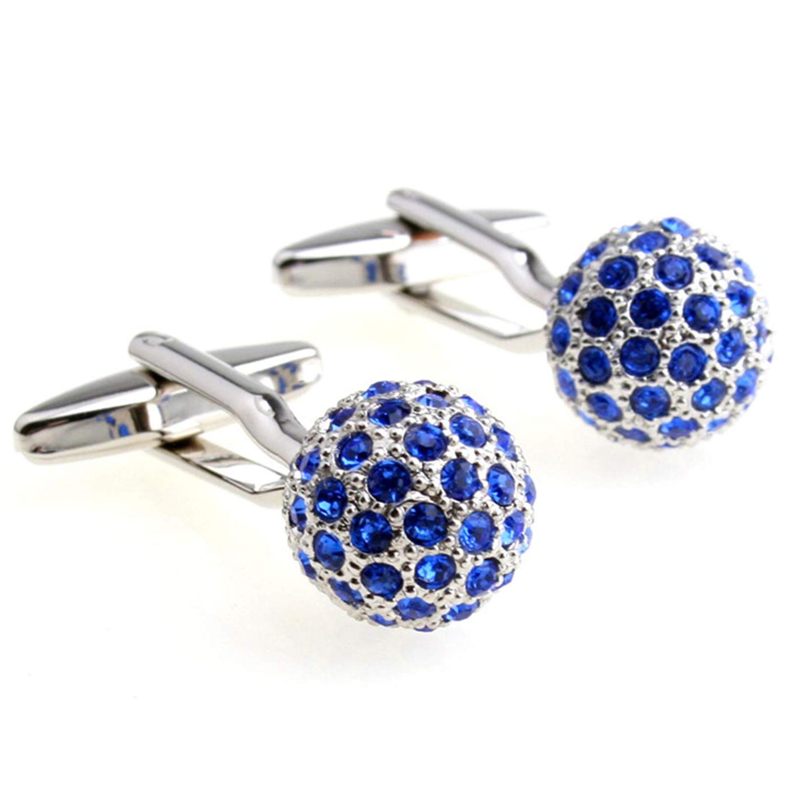 Gemelli Blu da Uomo | Gemelli con Diamanti e Strass | Acciaio Inox | Regalo per Uomo | Accessorio per Matrimonio | Gioielleria di Lusso per Camicia, Polso, Moschettiere, mm, Acciaio Inox, Nessuna
