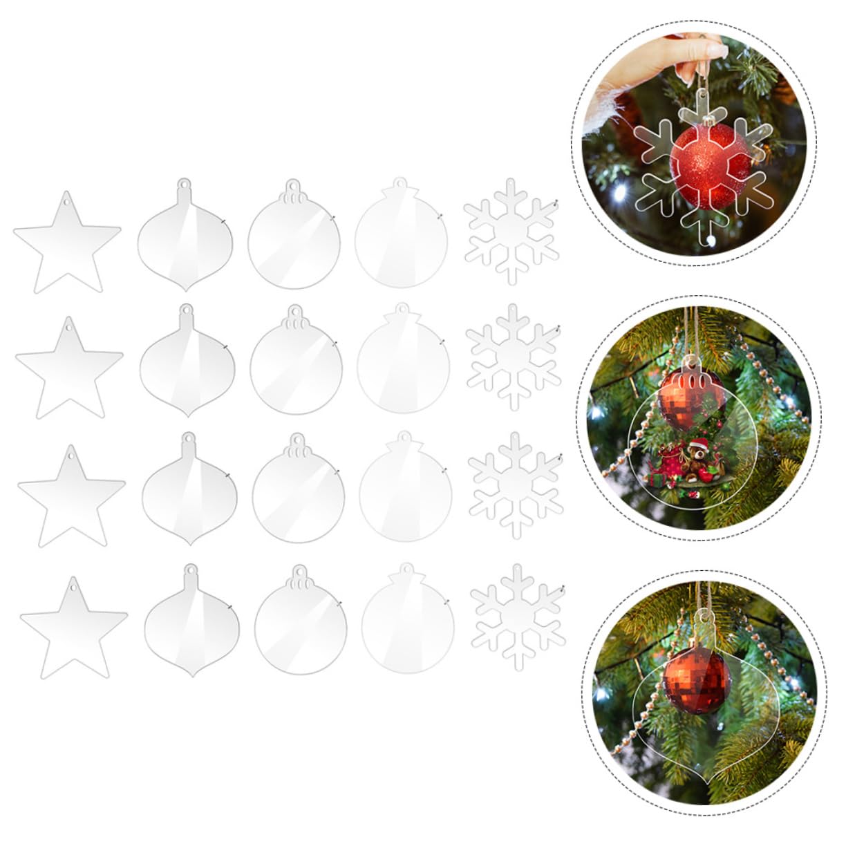 PRETYZOOM 60 Stk Acryl-Schneeflocke Weihnachtsbaum-Hängeornamente hängendes Schneeflockendekor christbaum anhänger tannenbaum anhänger Weihnachtsdekore weihnachtliche Ornamente Transparent
