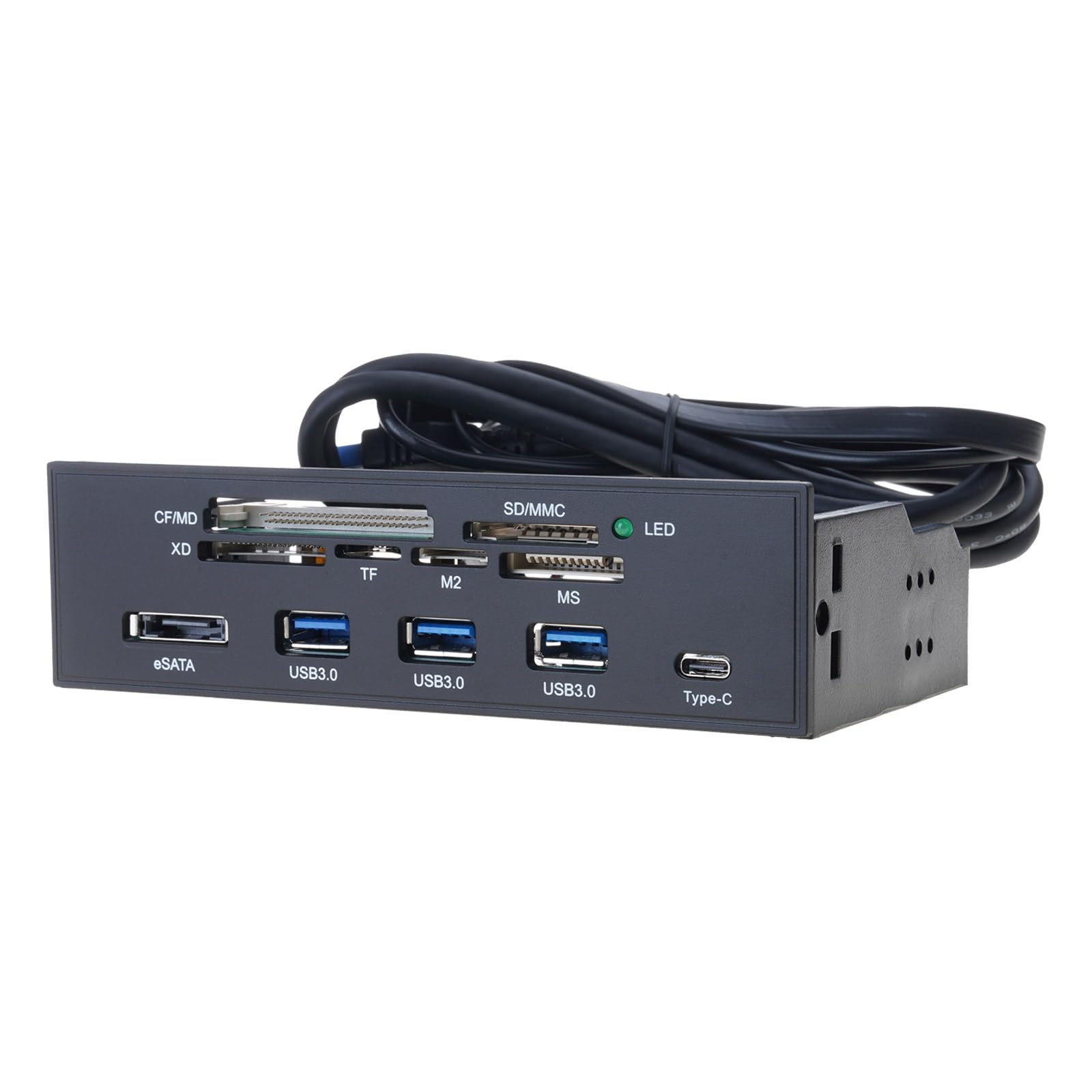 Lector de tarjetas USB 3.0, panel frontal, multifunción, tipo C, USB 3.1, transferencia de datos de alta velocidad y múltiples tarjetas, dispositivo de transferencia de archivos fácil