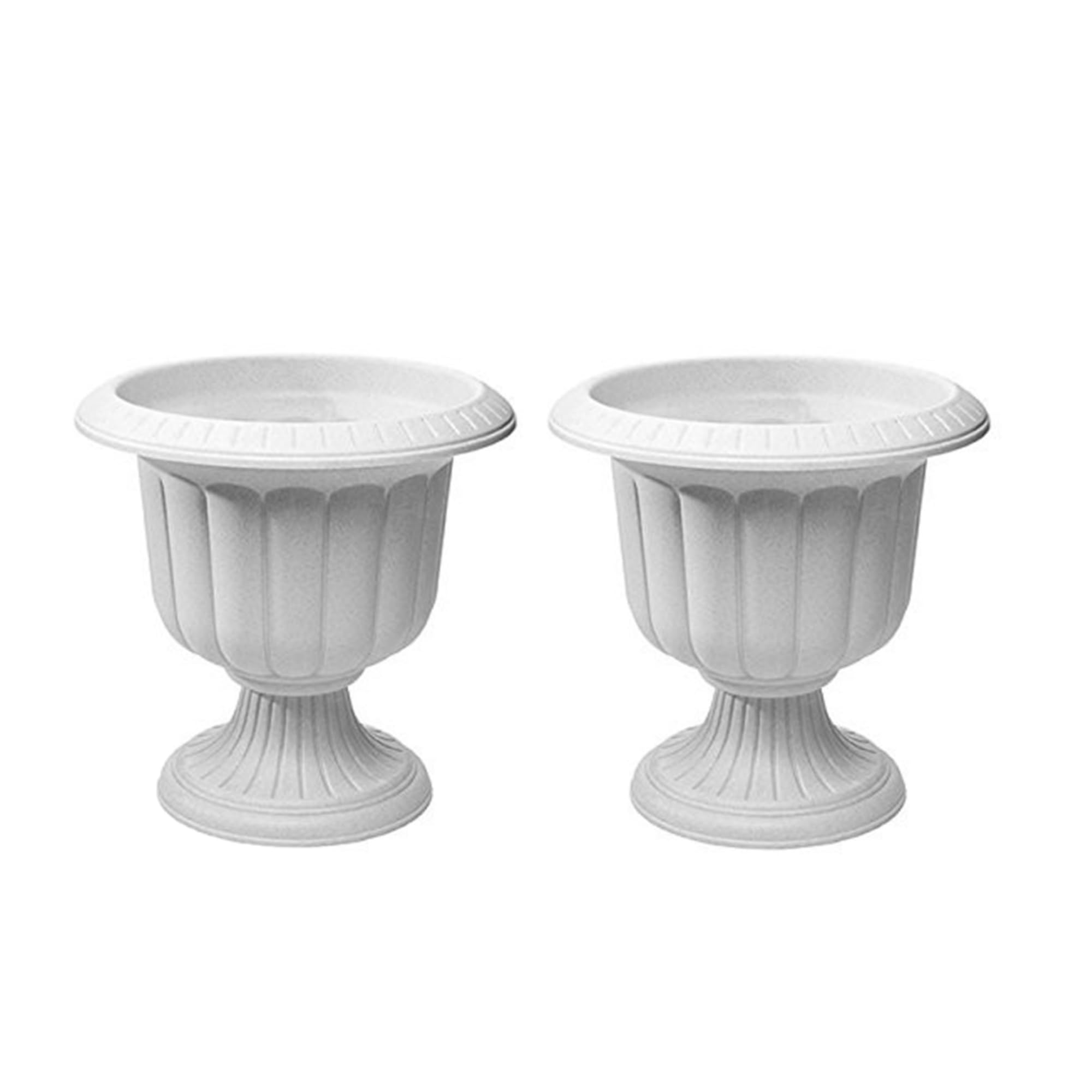 Novelty Classic Urn Garden Pot/Planter, Plastic, White - 14 Inch (2 Pack)