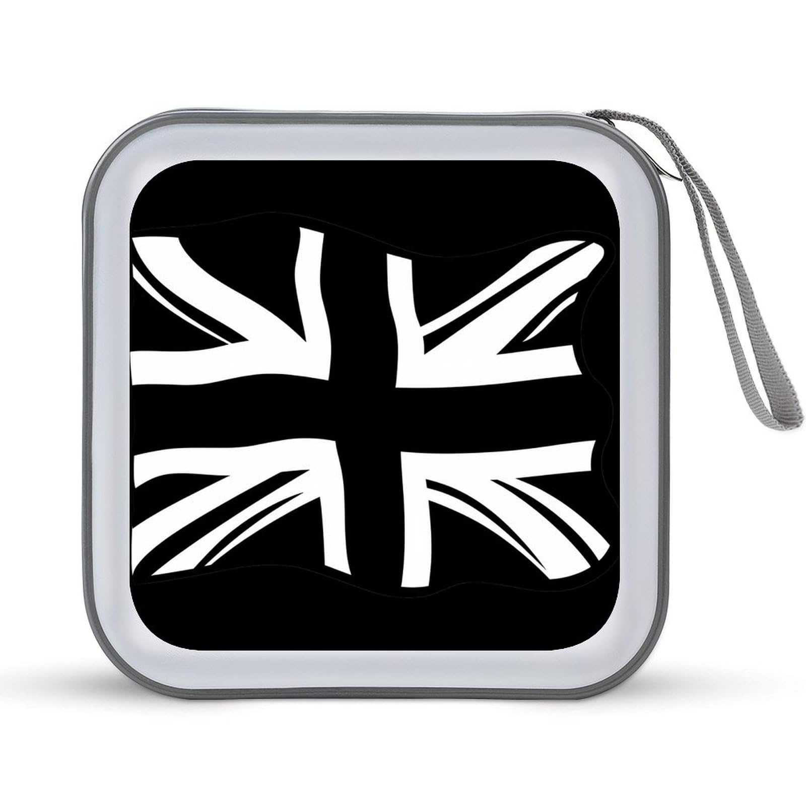 Vintage Black Union Jack British Flag CD Case Plastic DVD Case Holder Wallet Disc Storage Organizer for Car Travel