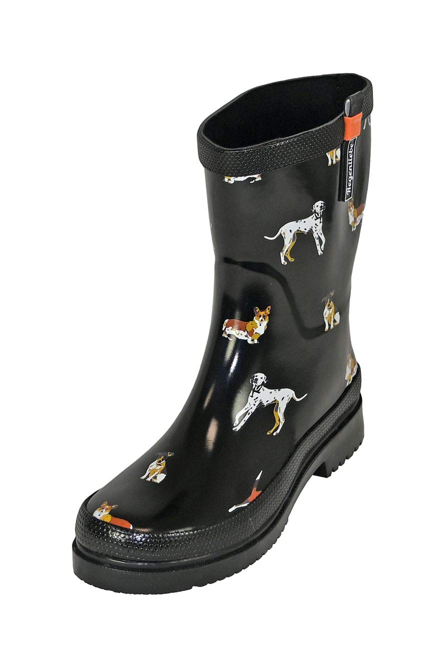 Stivali Da Pioggia Donna Wellingtons Con Zampa Di Cane - Gomma, Fodera In Tessuto, Nero, Taglia 40