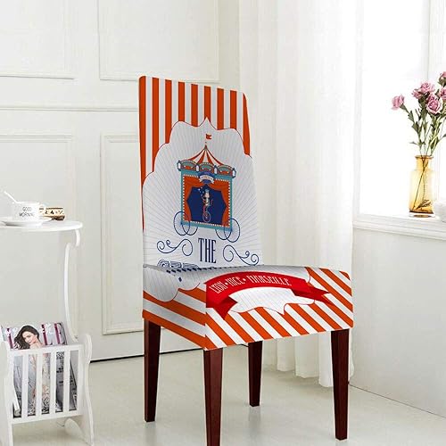 Miniatura 3 de HOSNYE Fundas para sillas de comedor vintage y divertidas, diseño de carnaval, elástico de circo, de elastano, extraíble, fundas protectoras para