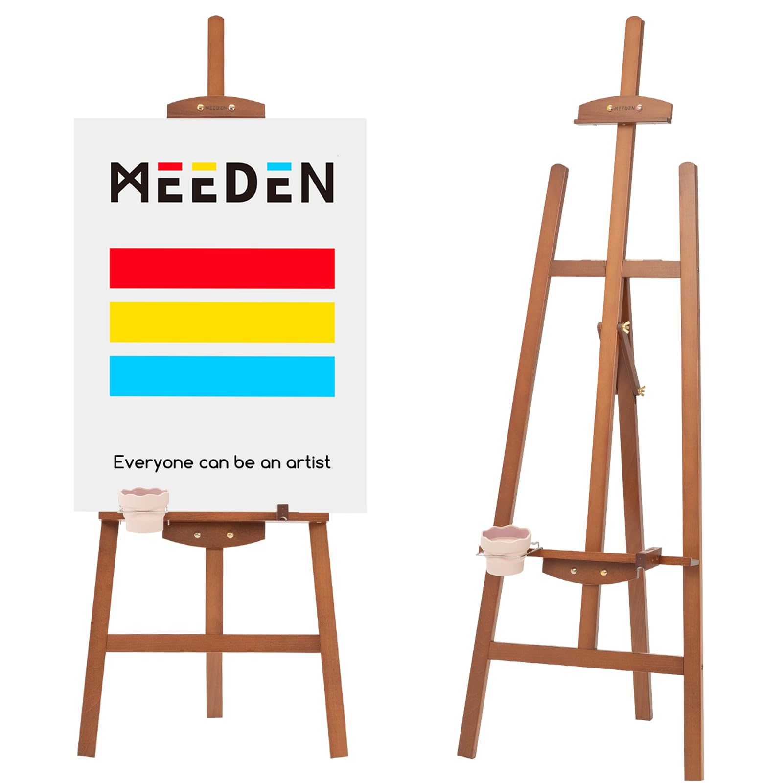 MEEDEN Easel Stand for Painting and Display: Lyre Beechwood Easel - Adjustable Art Paint Easel with Holder & Accessories for Drawing, Poster, Wedding Sign, Fits Students, Beginners, Adults, Walnut