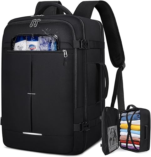 Miniatura 1 de NEWHEY Mochila de viaje para hombres y mujeres, 40L, mochila impermeable para laptop de 17 pulgadas, Negro (solo mochila), Viajes