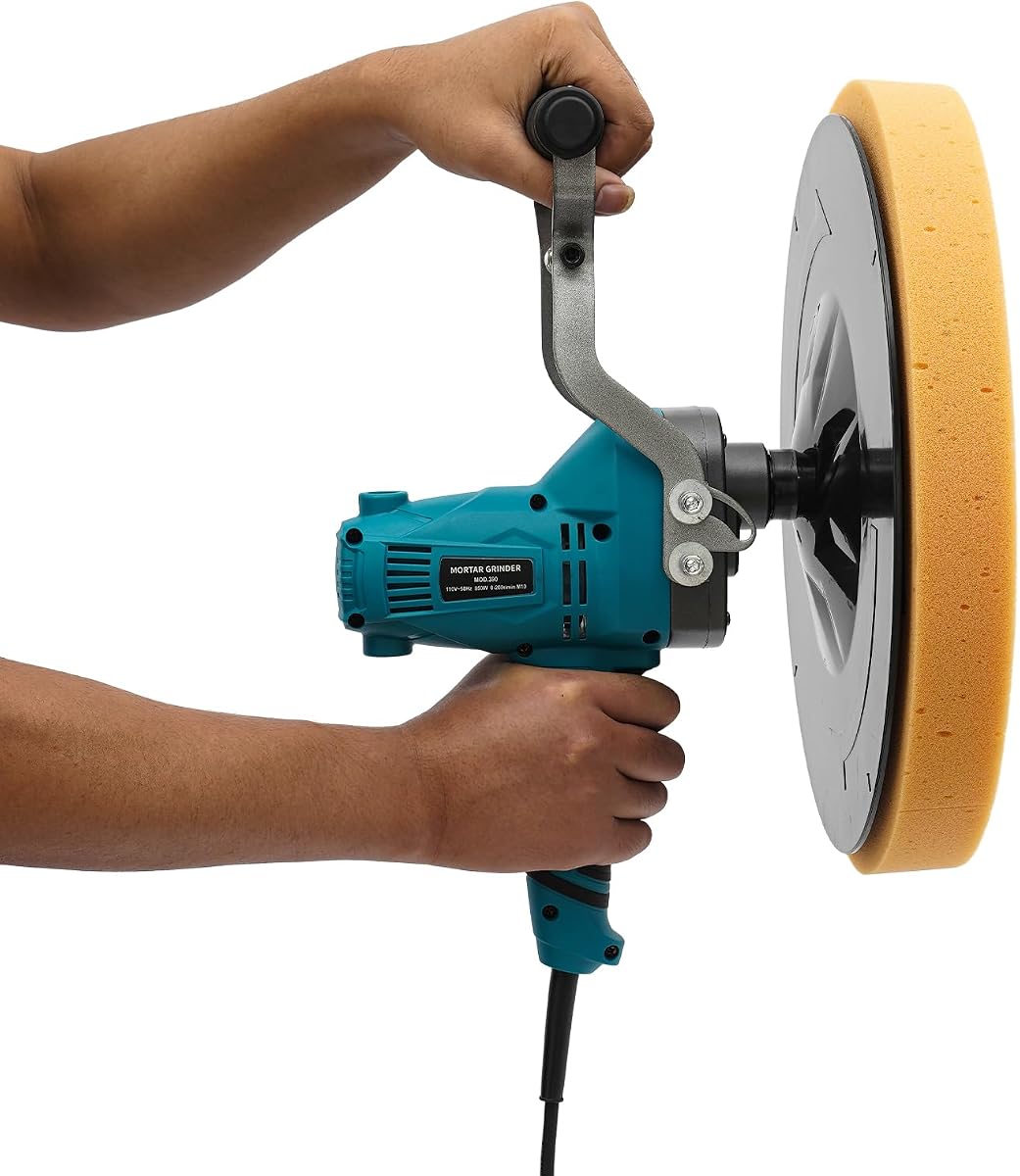 Molinillo de hormigón eléctrico y máquina pulidora de paredes, paleta de mortero de cemento ajustable de 850 vatios y 6 velocidades para lijado y pulido de techos de pisos de concreto, ideal para uso en construcción en el hogar