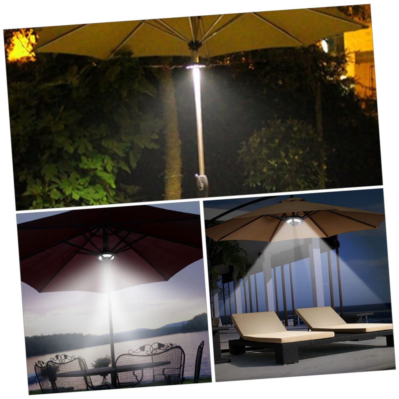WOONEKY Lampada da Campeggio Multifunzionale per Ombrellone Nero in Abs, Luce LED per Attività Notturne Sicure e Luci da Esterno per Campeggio e Casa